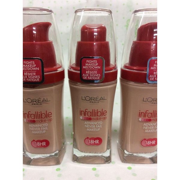 3 X L'Oreal Infallible Advanced Never Fail Makeup Foundation NATURAL IVORY #604