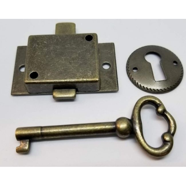 Small Brass Plated Non-Mortise Cabinet Lock