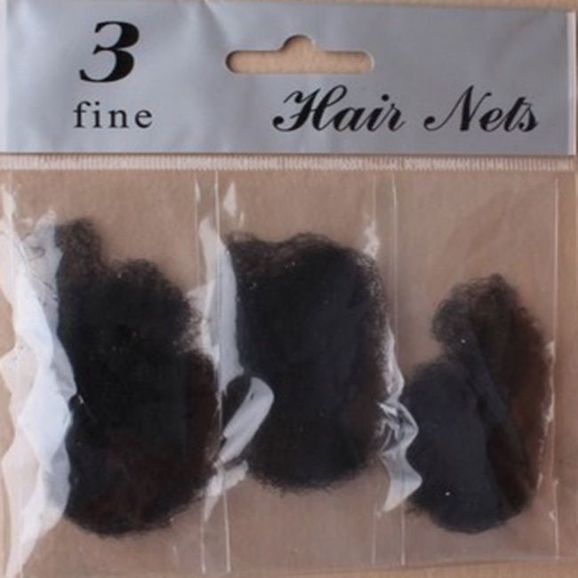 3 PACK BROWN OR BLACK FINE MESH HAIR NETS UNISEX GREAT FOR WORK (Black)