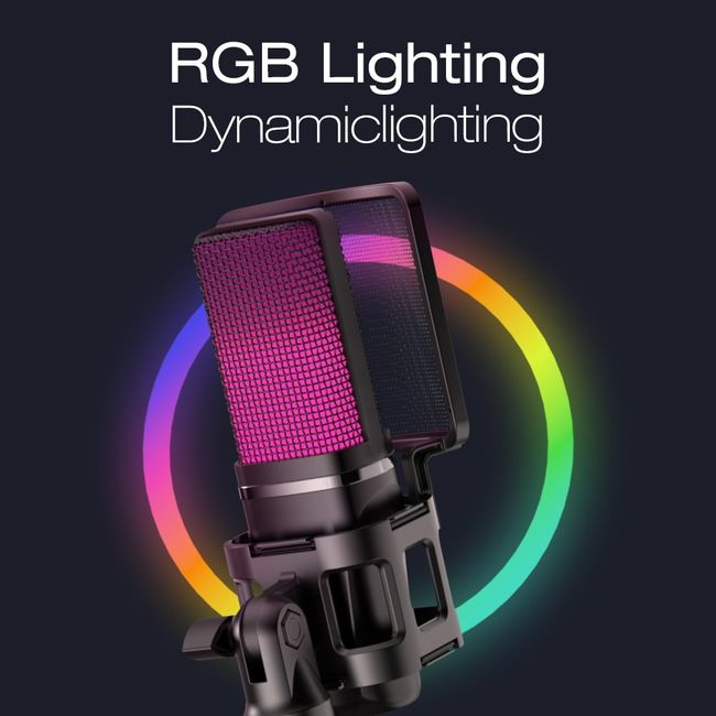 Usb Gaming Microphone, Rgb Computer Mic For Recording Streaming