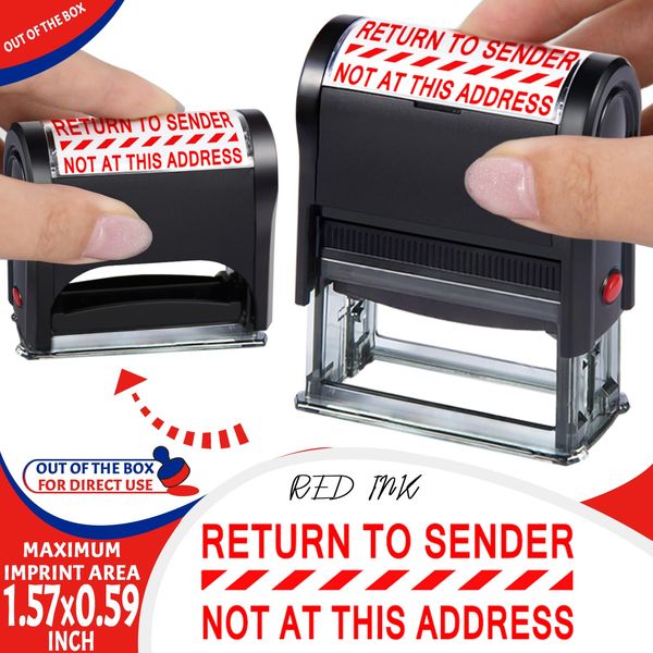 Bertiveny Return to Sender Stamps Self Inking Personalized Stamps for Business Supplies Custom Rubber Business for Return to Sender,Return Address Stamps Red Ink(Return to Sender Not at This Address)