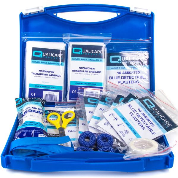 bumbur Catering First Aid Kit - Kitchen Safety Protection Blue Plasters & Dressings