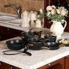 12 Piece Induction Pots & Pans Set Granite Cooking Set Kitchen Nonstick Cookware
