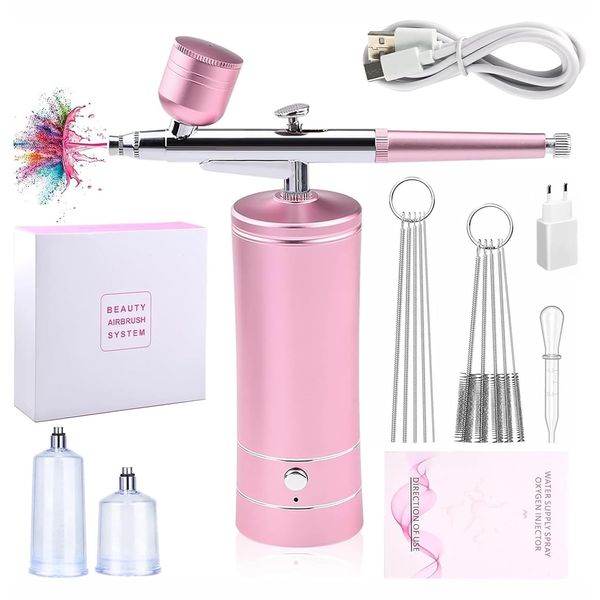 Daakro Set aerografo senza fili, portatile, senza cordless Airbrush Gun, mini pennello ad aria ricaricabile per trucco, decorazioni per torte, tatuaggi e pittura per il viso