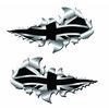 metal rip open,British Black union jack flag sticker.150mm