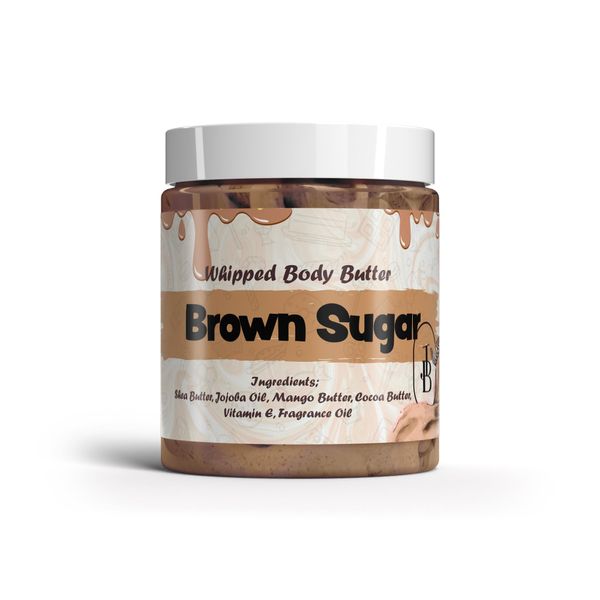 Jersey Botanical - Brown Sugar Whipped Body Butter 8oz. With Shea Butter Mango Butter Cocoa Butter Creamy Natural Smooth Long-lasting Intense Moisturizer