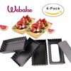 Webake 4 Pack Mini Tart Pans with Removable Bottom, Rectangular Baking Pan Non-Stick Cake Tin for Oven and Insta Pot Baking