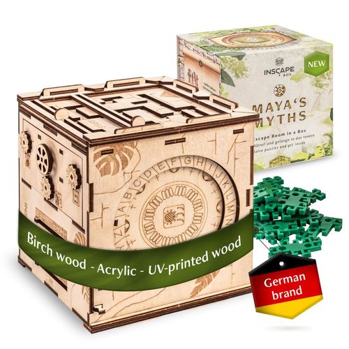 INSCAPE Maya´s Myths - Puzzle Box - Escape Room in A Box - Cluebox - Gift Puzzle Boxes for Adults with Hidden Compartments - Escape Room Puzzles Escape Room Game - Brain Teasers Puzzles for Adults