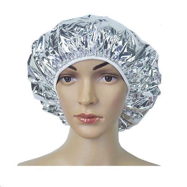 6Pcs Aluminum Foil Baking Oil Hair Caps Waterproof Dustproof Nourishing Hair Dye Cap Elastic Salon Spa Shower Cap for Women and Men (Silver)