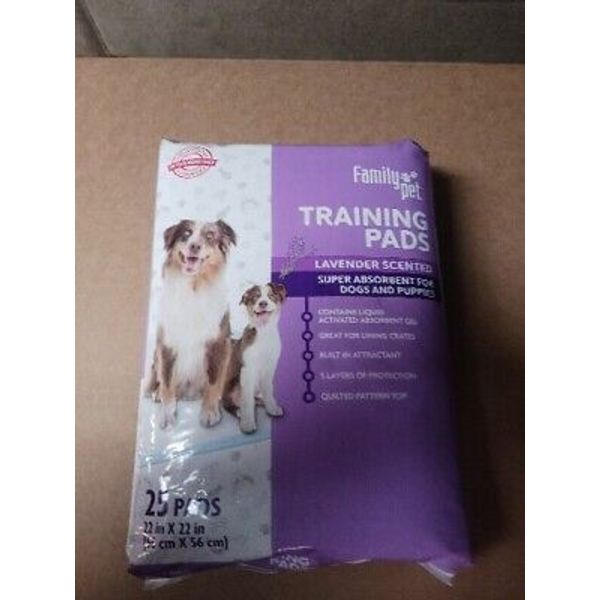 Family Pet Training Pads Lavender Scented 25 Count 22"x22"