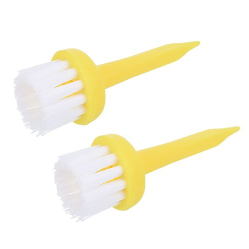 PATIKIL Golf Tee Brush Top 52mm 2pcs Unbreakable Plastic Golf Tees Low Friction Resistance for Men and Women Yellow