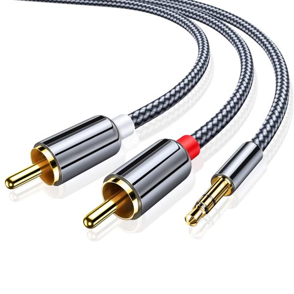 RUIZHI RCA Audio Cable - 3m, Red & White Aux Cable for Headphone, Speaker, DVD, DJ Controller and TV - Stereo Splitter Compatible with Lighting 3.5mm Jack