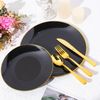 Hushee 250 Pcs Black and Gold Plates Bulk Dinnerware Set Gold Edge Disposable...