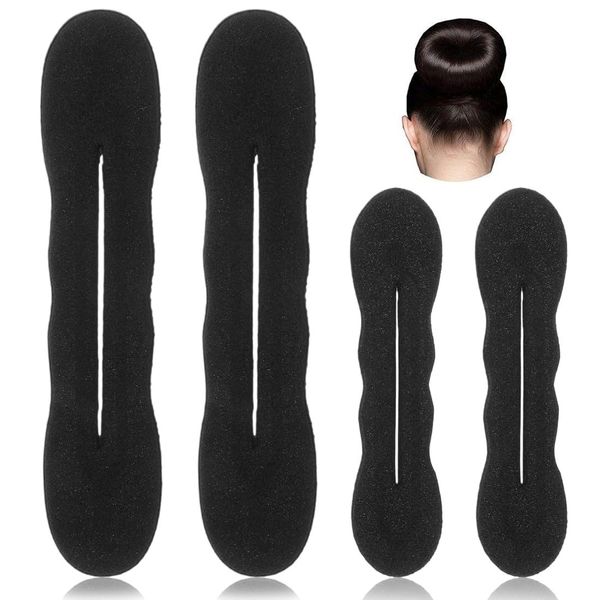 4 Stück Hair Bun Maker Upgraded Haarhalter Schwamm Clip, Magischer Haarknoten, Hair Bun Maker, Haarknotenmacher Haar Styling Donut Brötchen,2 Große und 2 Kleine （Schwarz）