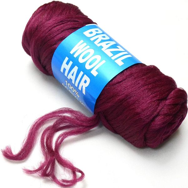 BLUPLE Brazilian Wool Hair 1 Roll Wine Red 99J Acrylic Yarn for African Hair Braiding Sengalese Twisting Jumbo Braids/Crochet Faux Locs/Wraps/Dreadlocks (1Roll, Wine Red)