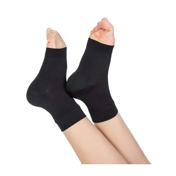 TOFLY Knöchelbandage, Plantarfasziitis Socken, Kompressionssocken & Fußgelenk Bandage, 20-30mmHg für Männer & Frauen, Fußpflege Kompressionsstrümpfe für arch support, Verletzung Recovery, Schwarz L