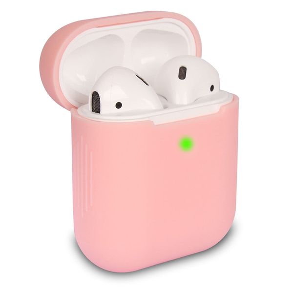 KOKOKA Case Cover Compatible with AirPods 2&1, Silicone Shockproof Case Cover for Airpods 2&1 Front LED Visible Support Wireless Charging, Pink