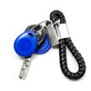 Black Leather Braided Strap Keychain Accessories w/Metal Key Ring for Most Keys