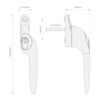 Black Right-Hand Yale UPVC Window Handle Cranked Double Glazing Universal Key Locking - 40mm