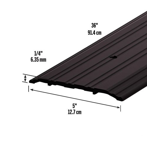 M-D Building Products 68395 Aluminum Commercial Flat-Profile Threshold: Durable and Sleek Entryway Access Solution Draft Protection (5 in. x 1/4 in. x 36 in) (Bronze)