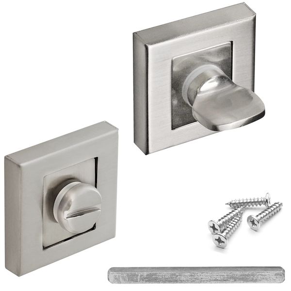 DecorAndDecor Square Escutcheon Thumb Turn Key Rose (Chrome WC Thumb Turn)