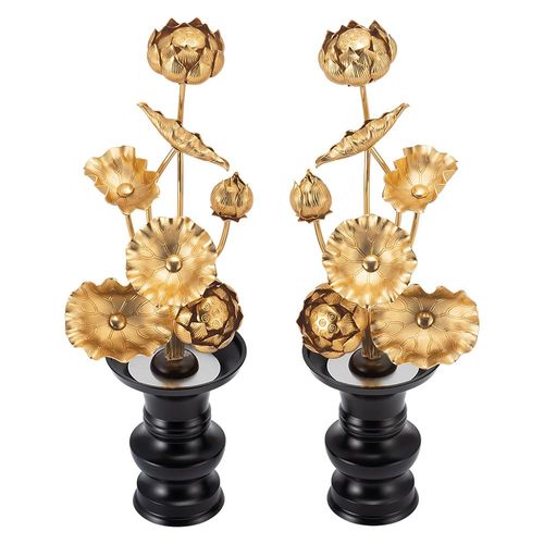 Takita Shoten Buddhist Altar Store Everflower with Flower Stand, 5 Size (1 Pair), Total Height 10.6 inches (27 cm), Buddhist Altar, Everflowers, Made in Japan, Certificate Included