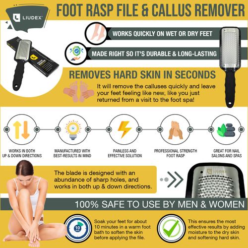 LIUDEX Foot Rasp File and Callus Remover Heel Scraper and Callus Dead Skin Remover for Feet; Callus Shaver and Foot Filer for Dead Skin; High Grade Pedicure Tool for First Rate Foot Care