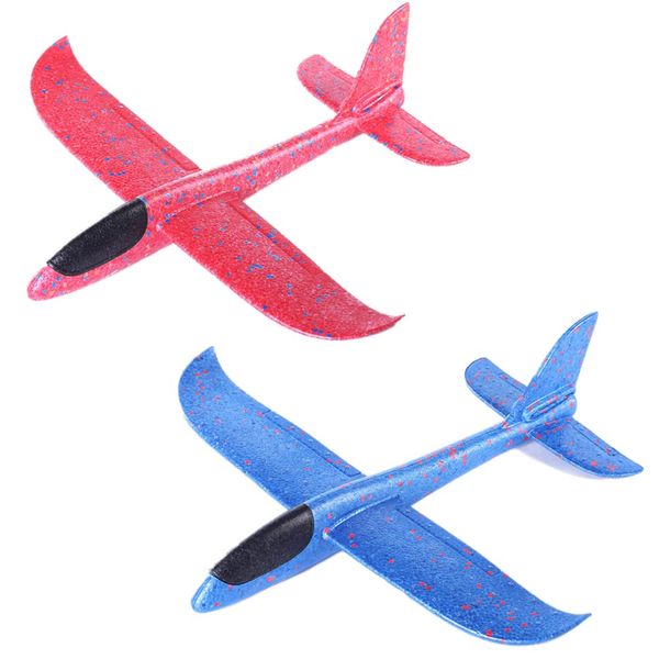 HIRAISM Hand Toss Airplane Glider Flying Toy Building Set of 2 (Red Blue)