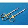 2 GOLD HANDLE ASSORTED IRIS MICRO DISSECTING SCISSORS STRAIGHT + CURVED 4.5"