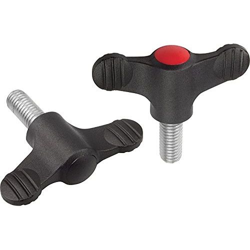 Kipp 06652-006X15 Novo·Grip Grey Thermoplastic Mini Wing with M6 External Thread, Metric, Steel Stud, 28 mm Diameter, 15 mm Screw Length (Pack of 10)