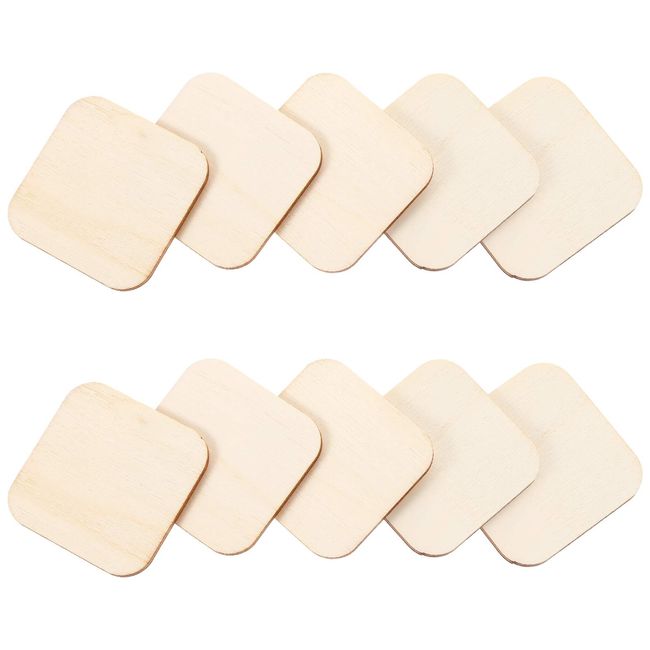 EXCEART Wooden Slices Wood Chips Coasters Wood Planks Wooden Cards Square Ornaments Pendant DIY Craft Decor Hanging Props Ornaments Unfinished 100pcs 4x4cm