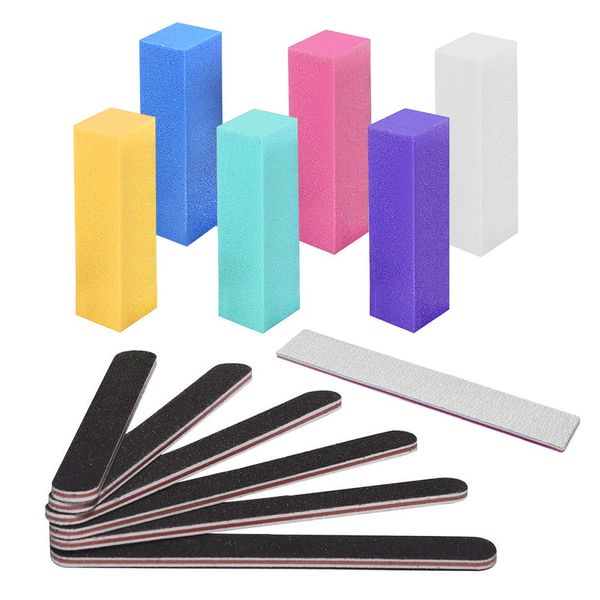 Nail File and Buffer, Wosweet Professional Manicure Tools Kit 6pcs Rectangular Art Care Buffer Block 6pcs 100/180 Grit Doublesided Nail Files 1pcs Purple 180/240 Emery Board