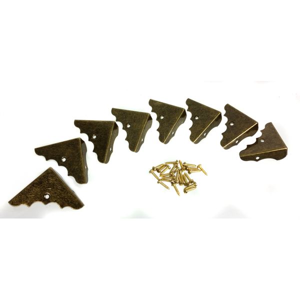 8pc. Antique Brass Box Corners (Smooth Finish)