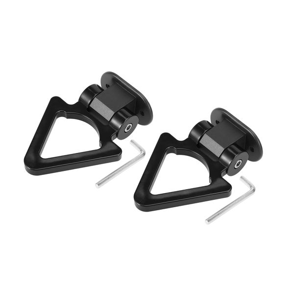 Hihaha 2 Set Universal Black Triangle Shaped Car Tow Hook Decor Bumper Trailer Sticker Durable Material