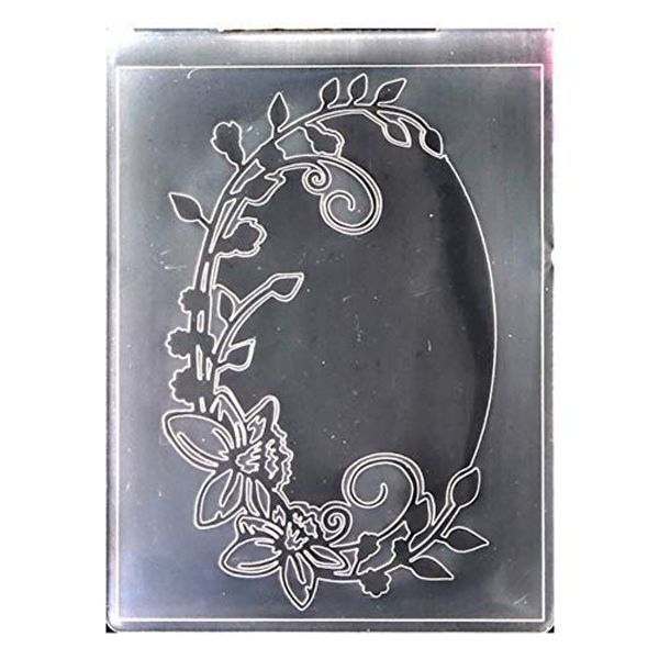 Kwan Crafts Flowers Leaves Oval Frame Plastic Embossing Folders for Card Making Scrapbooking and Other Paper Crafts, 10.5x14.5cm