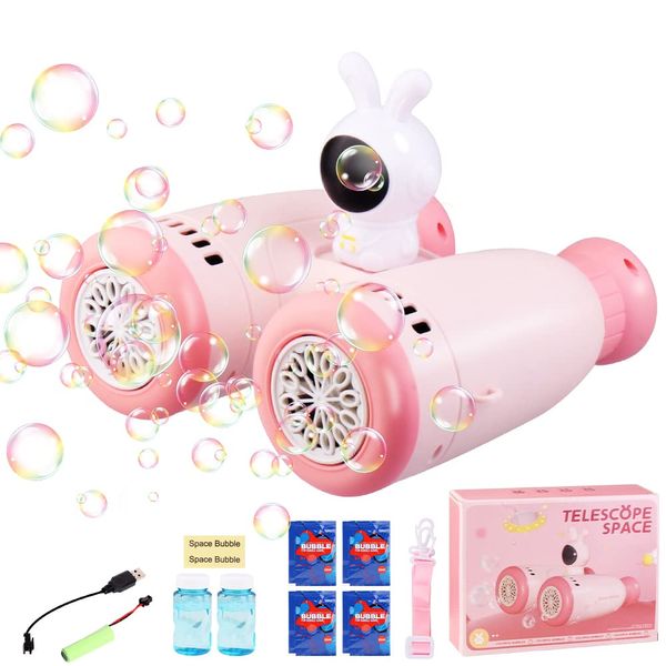 Bubble Machine for Kids, Automatic Telescope Rabbit Bubble Machine with Liquids, Bubble Maker Machine Gifts Toys for Kids Children Adults Outdoor Garden Birthday Party Game Wedding, Bubbles for Kids