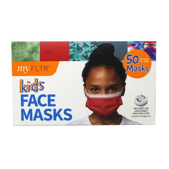 FLTR Kids Face Masks 5 Designs 50 Pack