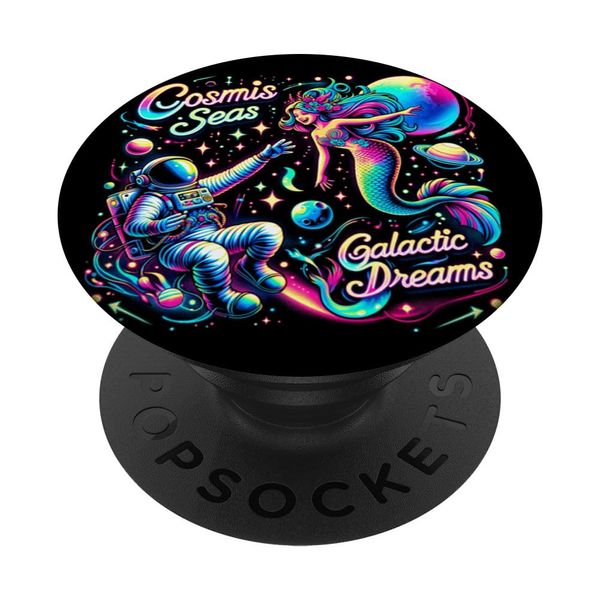 Cosmic Encounter - Astronaut Meets Space Mermaid Psychedelic PopSockets Standard PopGrip