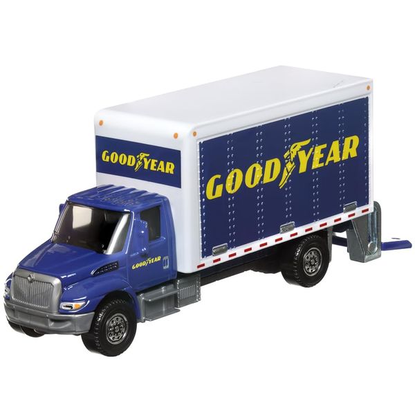 Matchbox Working Rigs Die-Cast Vehicle - International Box Truck ~ Inspired by Goodyear ~ Blue and White ~ 70th Anniversary Series