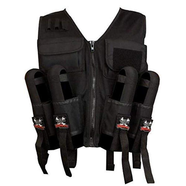 Maddog Lightweight Tactical Paintball Sport Vest with Paintball Tank Pouch and Paintball Pod Holder Attachments | Holds Up to 4 Pods & Tank Up to 90ci