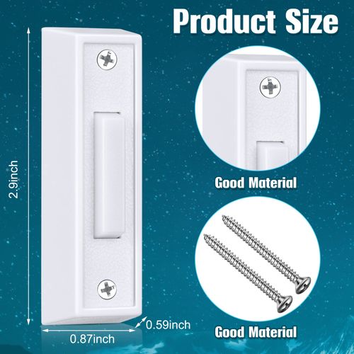 Lighted Doorbell Button, Wired Door Bell Push Button LED Door Chime, Wall Mounted Doorbell Switch Garage Doorbell Button (White, White Light)