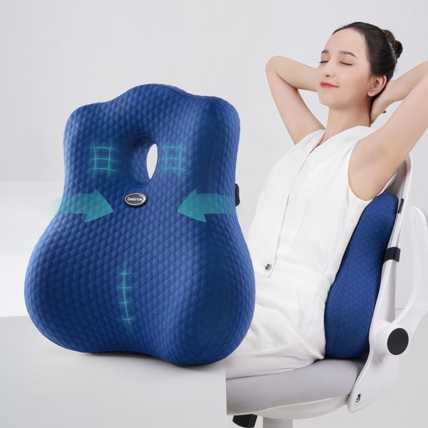 seeknow Lumbar Support Pillow for Chair Back Support Pillow for Couch Lumbar Pillow for Car Office Chair Back Cushion for Lower Back Pain Memory Foam Back Rest for Desk Chair, Recliner, Car Seats