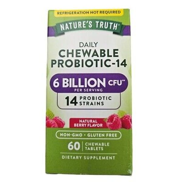 2 Pack Natures Truth PROBIOTIC 14 Chewable Tablets 60ct each Berry Flavor