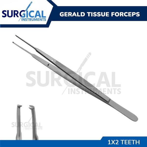 Gerald Tweezer Tissue Forceps Surgical & Veterinary 1x2 Teeth German Grade