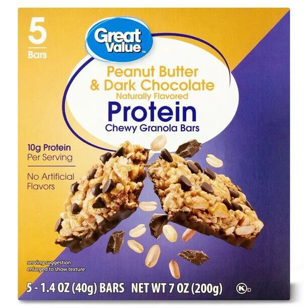 Great Value Protein Granola Bars, Peanut Butter & Dark Chocolate, 5 Ct