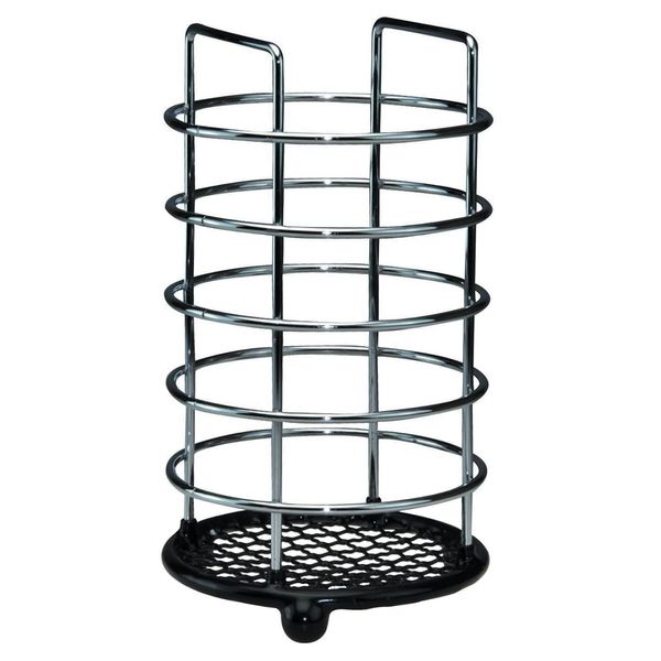 Apollo Dipped Black Utensil Holder, Chrome