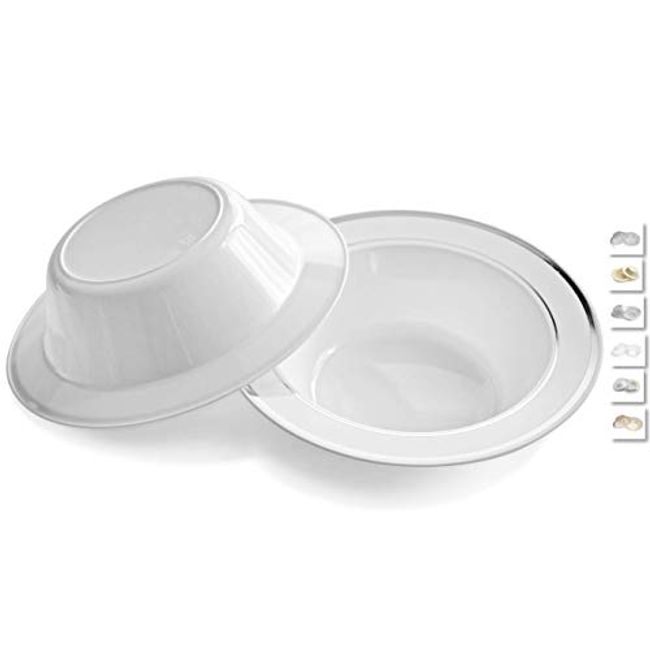 OCCASIONS  40 Plates Pack, Heavyweight Disposable Wedding Party Plastic  Plates (10.5'' Dinner Plate, White & Silver Rim)