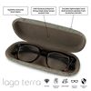 LAGO TERRA Linen Fabric Textured Hard Shell Glasses Case - Grey