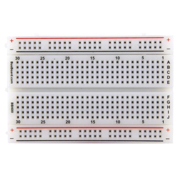 BB400 Solderless Plug-in BreadBoard, 400 tie-Points, 4 Power Rails, 3.3 x 2.2 x 0.3in (84 x 55 x 9mm)