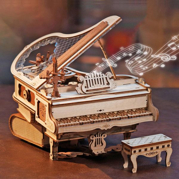 RoWood 3D Puzzles for Adults Wooden Magic Piano Model Kits Mechanical Wooden Puzzles Gifts for Adults Puzzle Music Box for Adults Teens&Friends